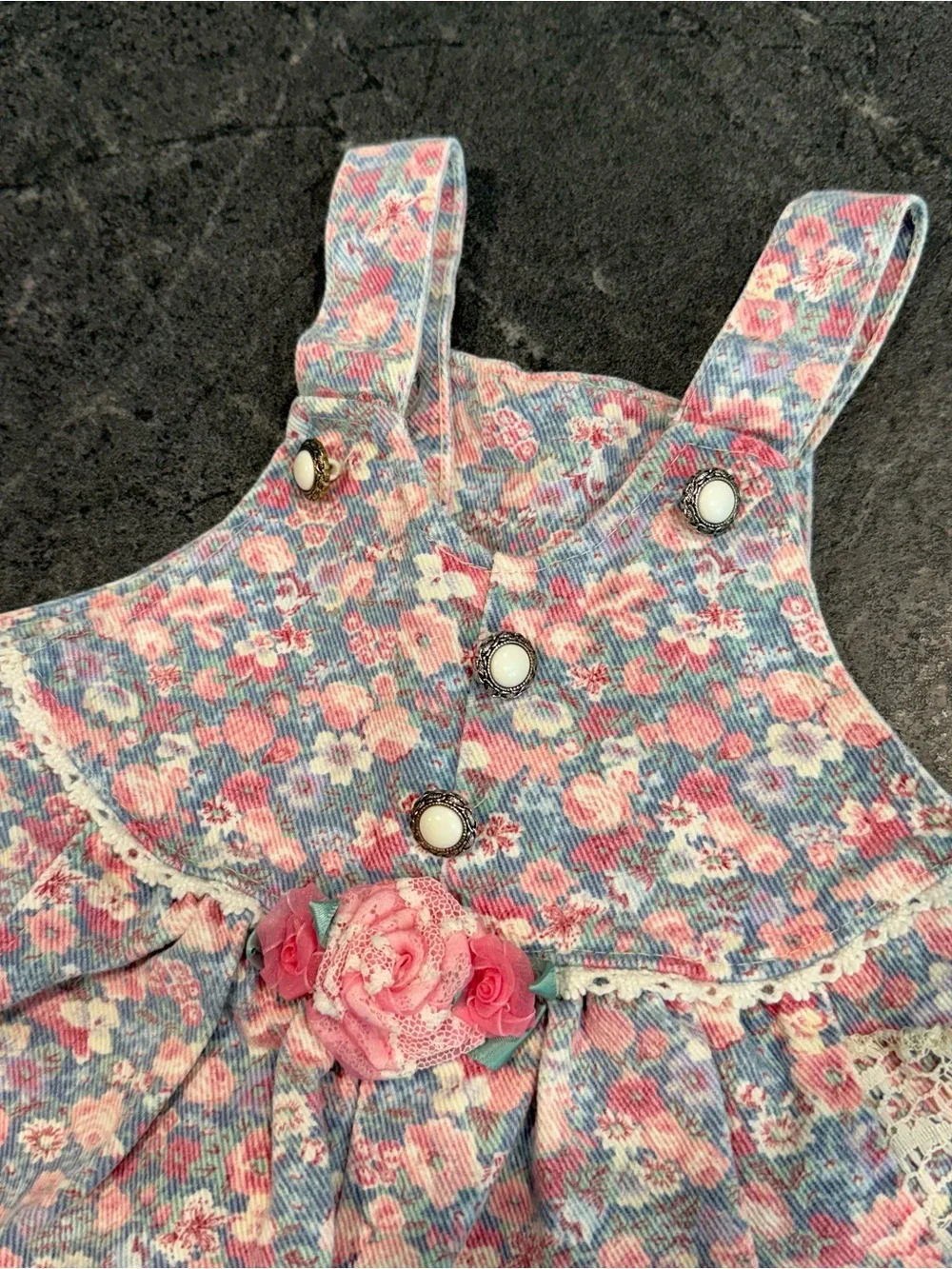 Vintage Buster Brown 18 month baby girl bubble romper jumpsuit floral 90s